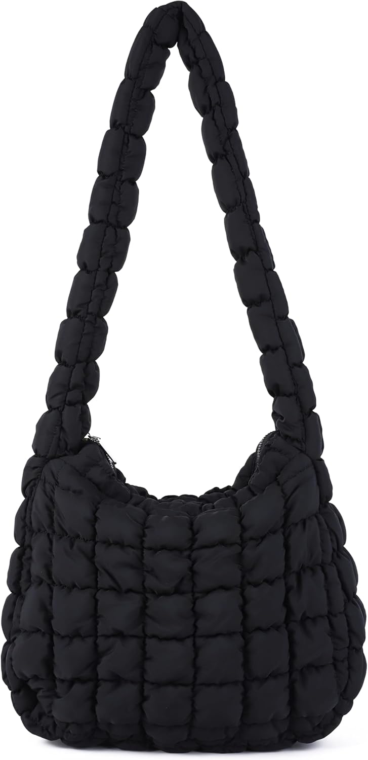 Rejolly Puffer Quilted Shoulder Bag for Women Puffy Bubble Tote Bag Lightweight Nylon Handbag Padded Soft Purse - necksoother