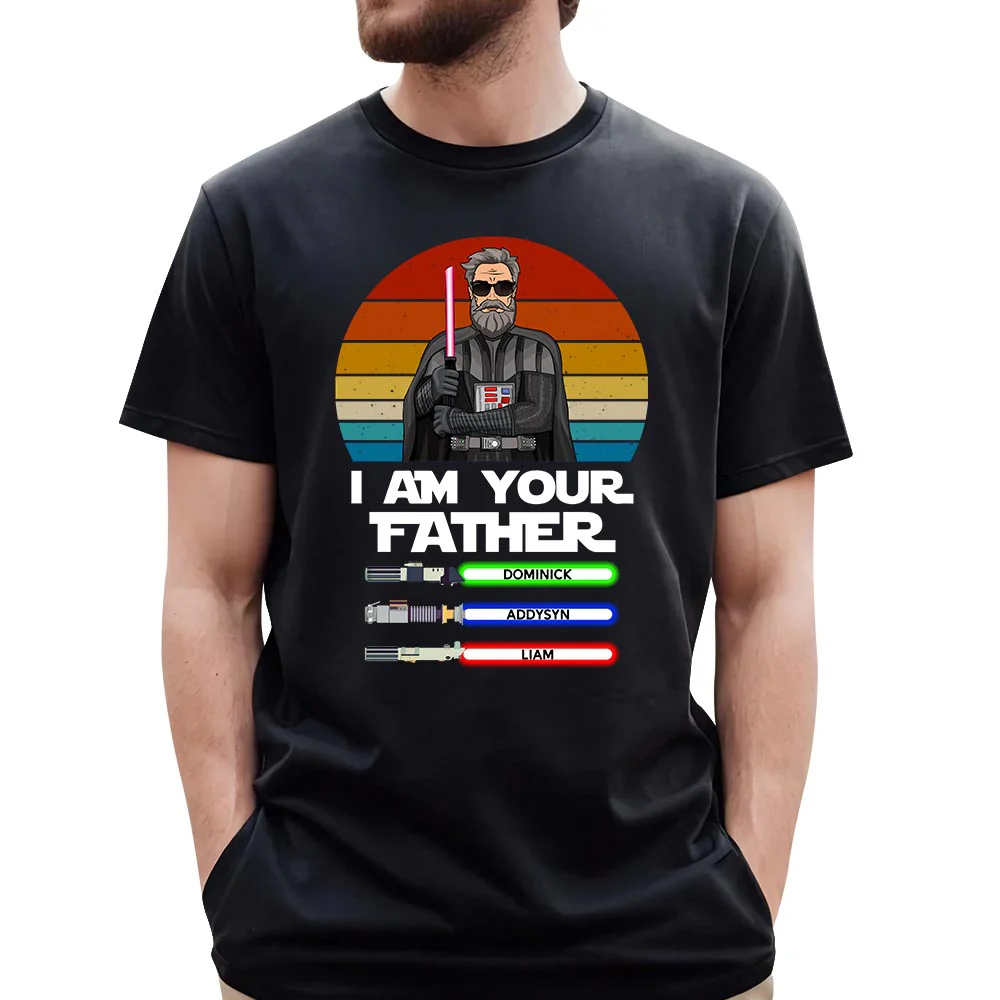 I Am Your Father Retro Color Darth Vader With Kid's Name Premium T-Shirt For Father - necksoother
