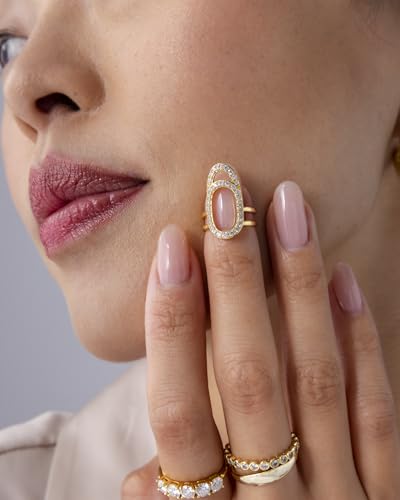 PAVOI 14K Gold Plated Manicure Nail Ring for Women | Unique Statement Ring - necksoother