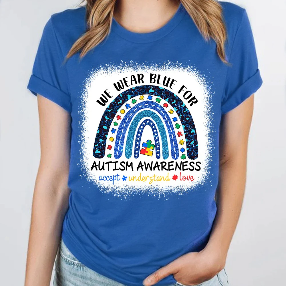 We Wear Blue For Autism Awareness Shirt - Autism Rainbow Autism Awareness Gift - necksoother