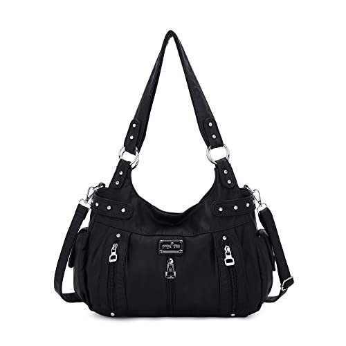 Angelkiss Large Purses and Handbags for Women Washed Faux Leather Crossbody Hobo Satchel Shoulder Handbag Tote Purse - necksoother