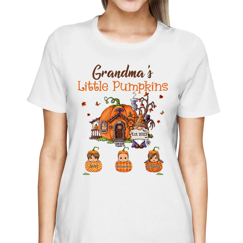 Grandma's Little Pumpkins Shirt - Grandma Halloween Custom Shirt Gift For Grandma - necksoother