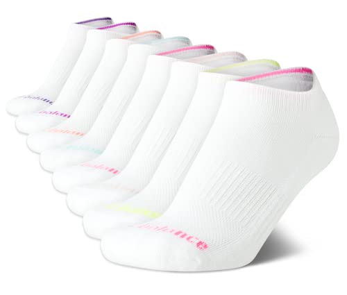 New Balance Girls' Low Cut Socks - 8 Pack Performance Cushion Comfort No Show Socks - Athletic Socks for Girls (4-10) - necksoother