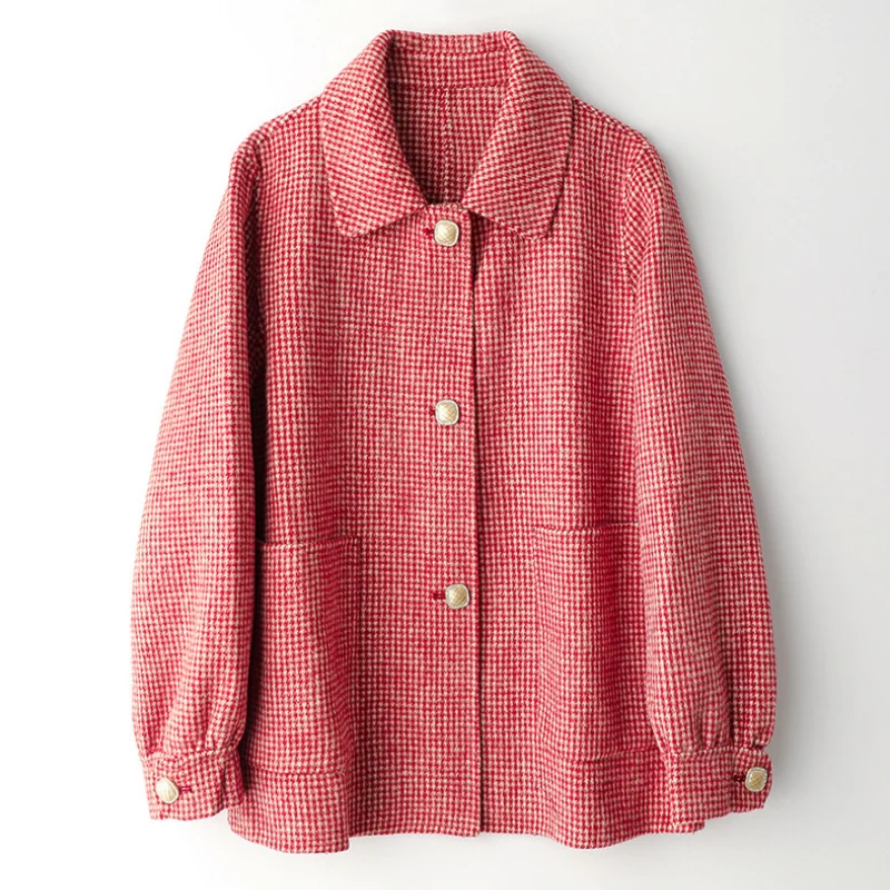 Claire Laurent Woolen Plaid Coat - necksoother