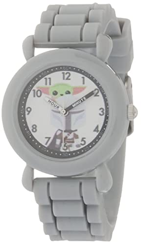 STAR WARS Kids' Plastic Time Teacher Analog Quartz Silicone Strap Watch. Grey/Grey - necksoother