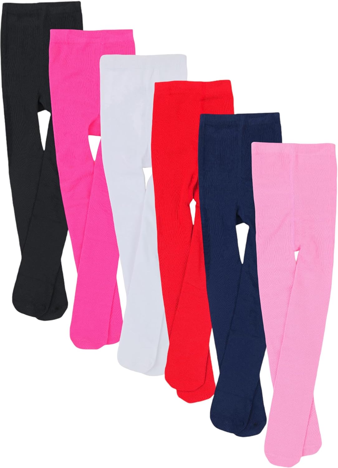 ToBeInStyle Girls' 6 Pack Warm Assorted Acrylic Blend Full Footed Winter Tights - necksoother