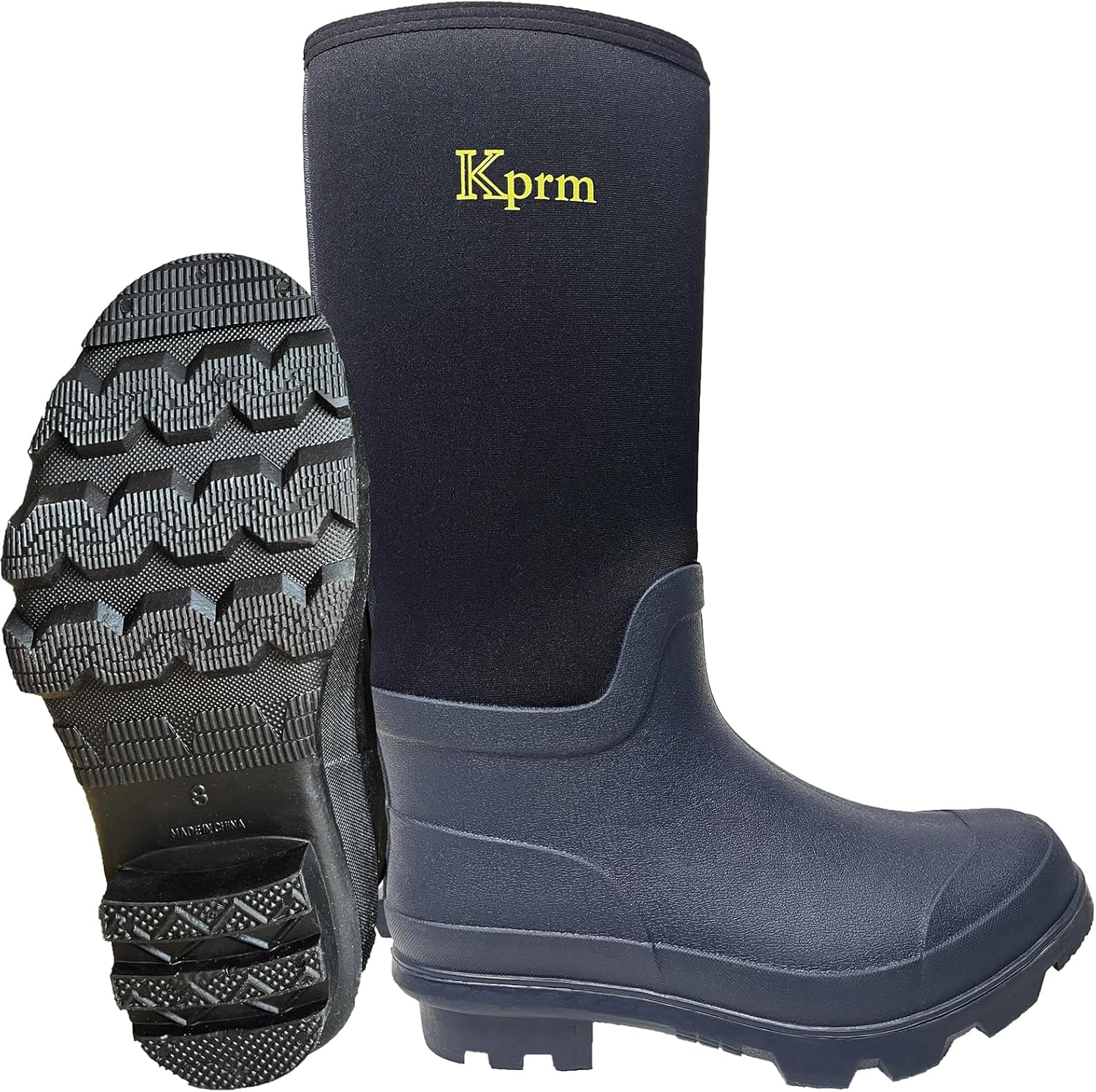 Rubber Rain Boots for Men Waterproof Lightweight Durable Neoprene Men's Work Boot Insulated for Mud Muck Outdoor - necksoother