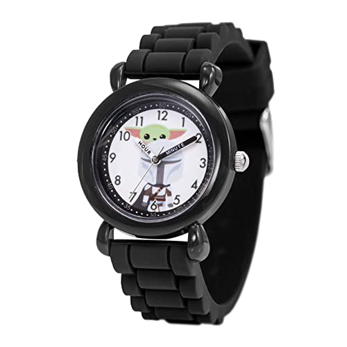 STAR WARS The Mandalorian Kids' Plastic Time Teacher Analog Quartz Silicone Strap Watch - necksoother
