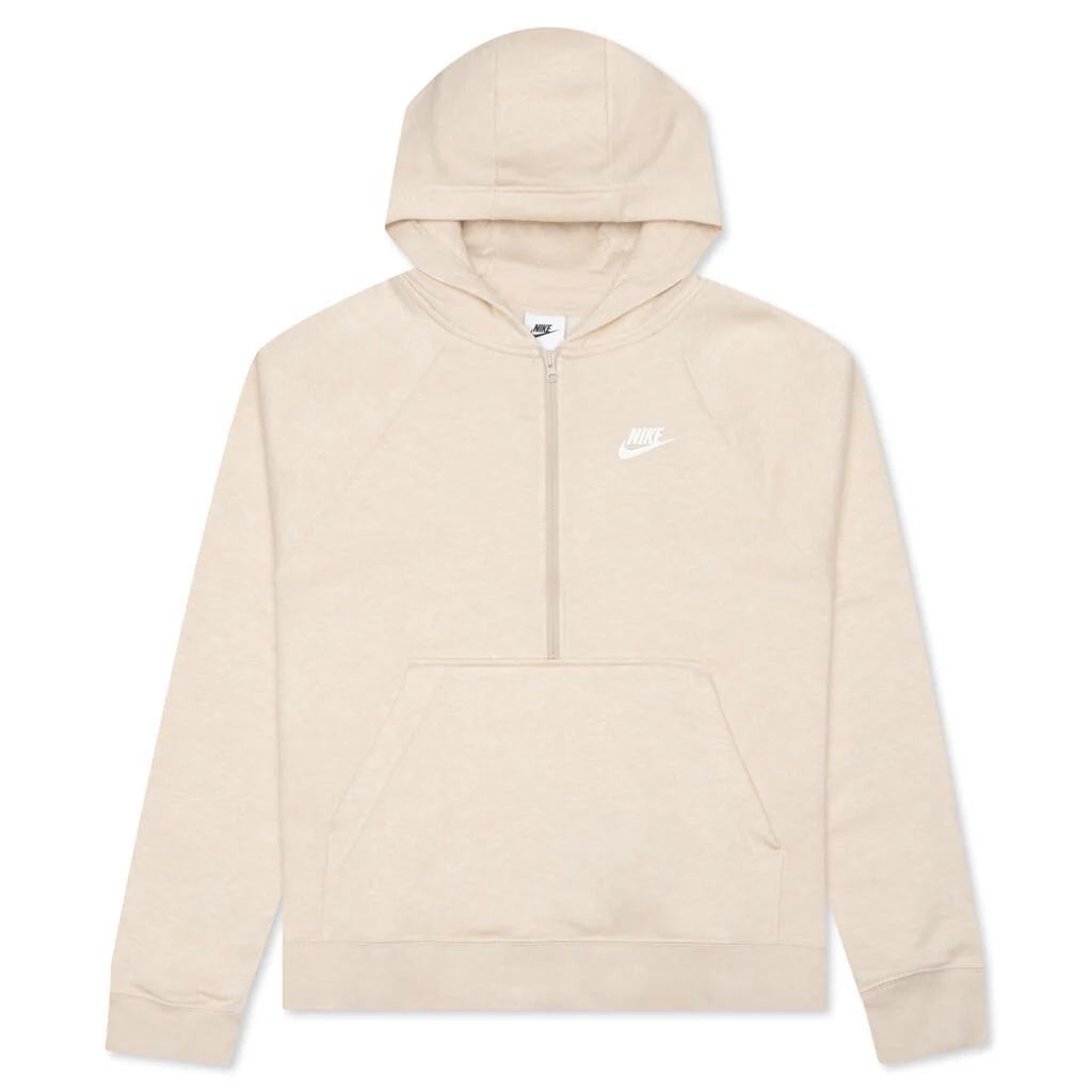 Sportswear Women's Club Essential 1/4 Zip Fleece Hoodie - Rattan/Heather - necksoother
