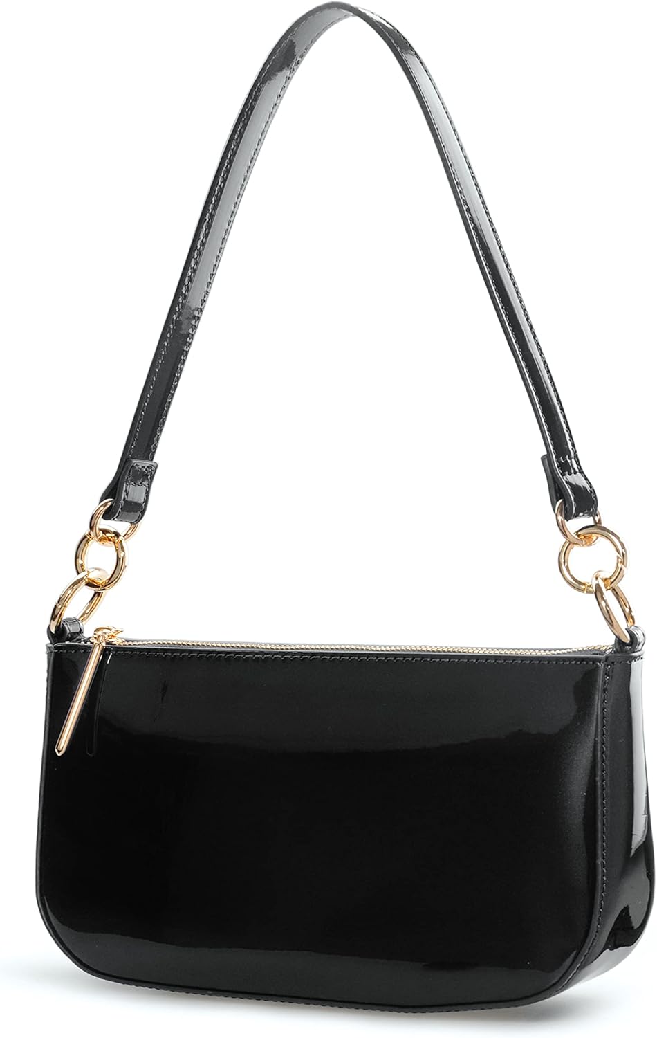 HOXIS Glossy Faux Patent Leather Women Shoulder Bag Shiny Clutch Crossbody Bag 90s Purse - necksoother