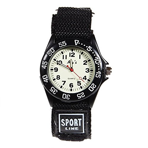 Jewtme Kids Children Nylon Strap Luminous Watches Outdoor Sports Analog Display Watch for Boys Girls - necksoother