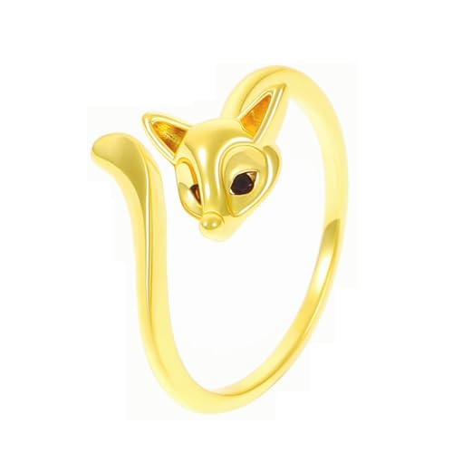 Fox Rings for women Open Adjustable Ring Animal Fox Tail Finger Ring for Women - necksoother