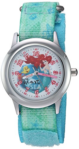 Disney Princess Kids' Stainless Steel Time Teacher Analog Quartz Nylon Strap Watch - necksoother