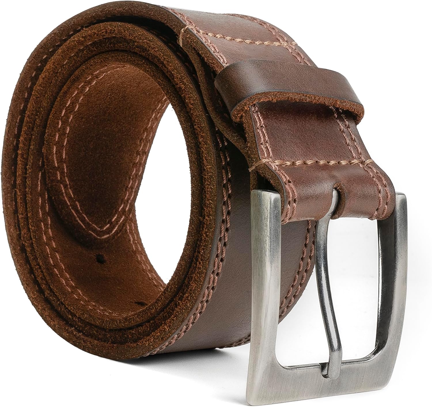 Hide & Drink. Men's Double Row Stitch Full Grain Leather Belt. Western Style. Cowboy Casual Accessory. Handmade - necksoother