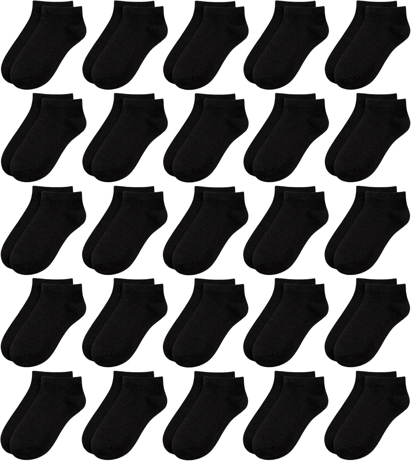 BOOPH 25 Pack Kids Low Cut Ankle Socks Boys Girls Half Cushion Athletic Socks - necksoother