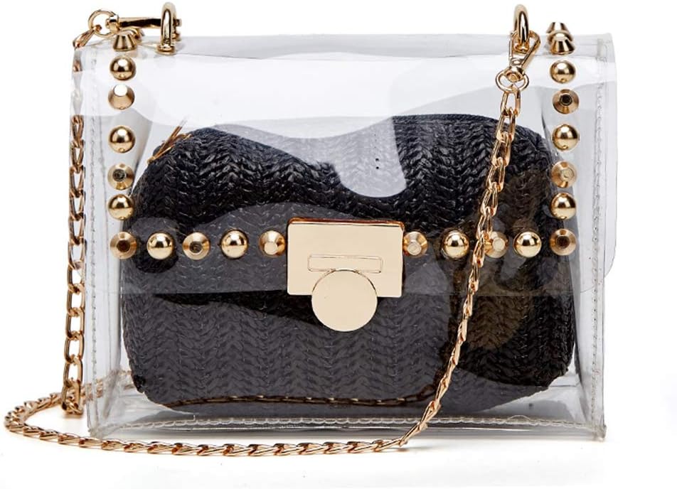 YYW Clear Purse Stadium Approved for Women. Small Clear Purse Clear Crossbody Bag Clutch Cute Shoulder Jelly Handbag - necksoother