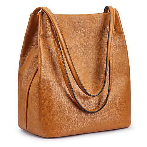 Kattee Women Soft Genuine Leather Totes Shoulder Bag Purses and Handbags with Top Magnetic Snap Closure - necksoother
