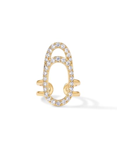 PAVOI 14K Gold Plated Manicure Nail Ring for Women | Unique Statement Ring - necksoother