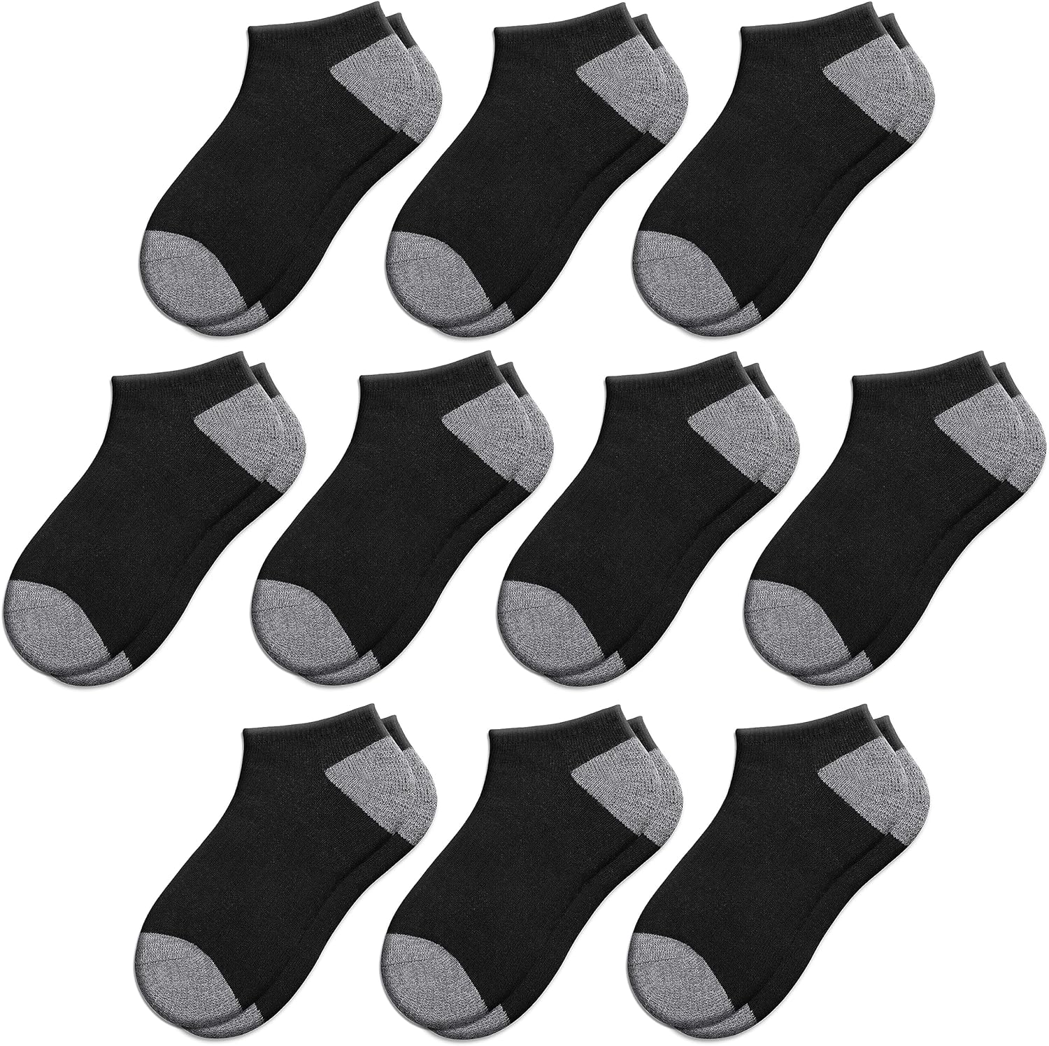 Comfoex 10 Pairs Boys Socks 4-6 6-8 8-10 Years Old Low Cut Ankle Athletic Socks For Kids Short Half Cushioned Socks - necksoother