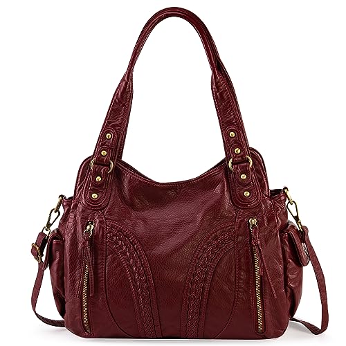 Montana West Washed Leather Hobo Bags for Women Roomy Handbags with Crossbody Strap - necksoother