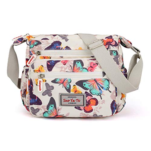Casual Nylon Floral Shoulder Bag For Women Crossbody Bag Messenger Bags Travel Handbags With Adjustable Strap Waterproof - necksoother
