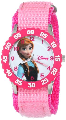 Disney Frozen Kids' Bezel Stainless Steel Time Teacher Analog Nylon Strap Watch - necksoother