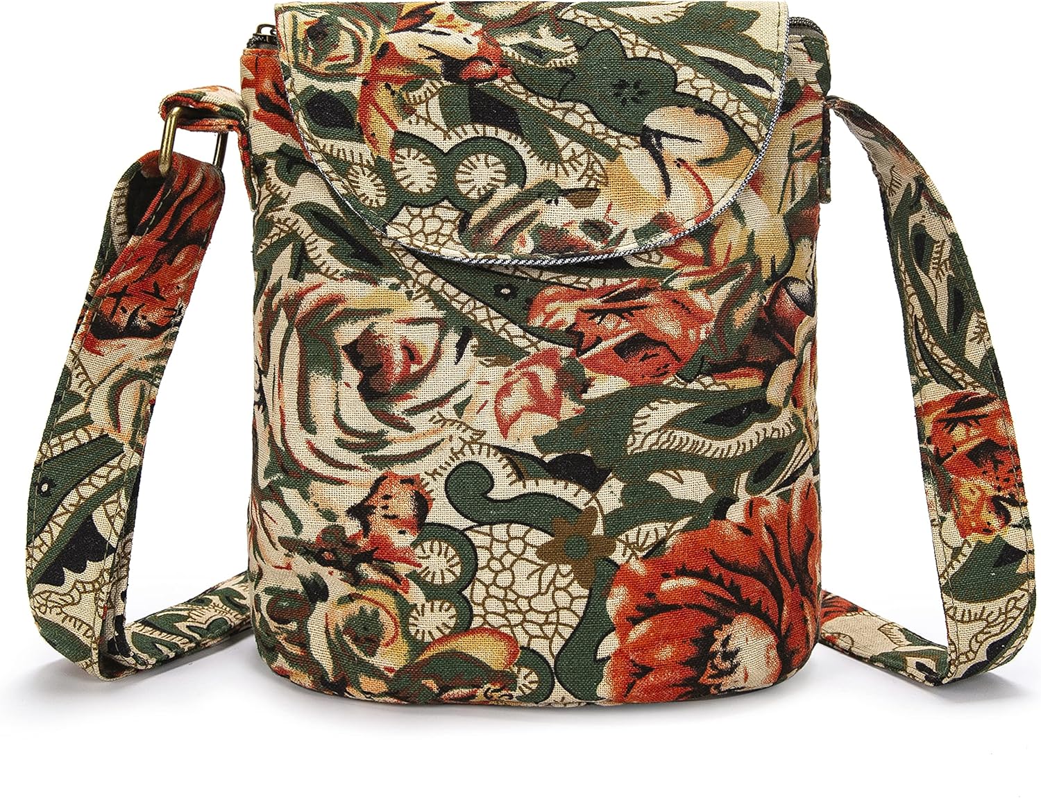 OPQRSTU Women's Retro Small Size Canvas Shoulder Bag Hippie Boho Crossbody Handbag - necksoother