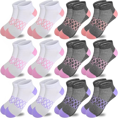 Bemeol Girls Socks 12 Pairs Ankle Socks Girls Athletic Running Low Cut Sports Socks for Little Big Girls - necksoother