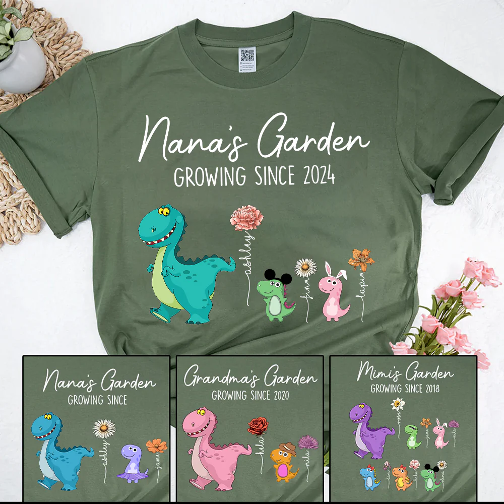 Custom Nana's Garden NanaSaurus And Kids Custom Shirt - Mother's Day Gift - Birthday Gift For Her - necksoother