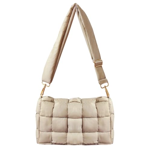 NAARIIAN Puffer Woven Bag Crossbody Purse for Women Padded Cassette Shoulder Bags Trendy Handbags Messenger - necksoother