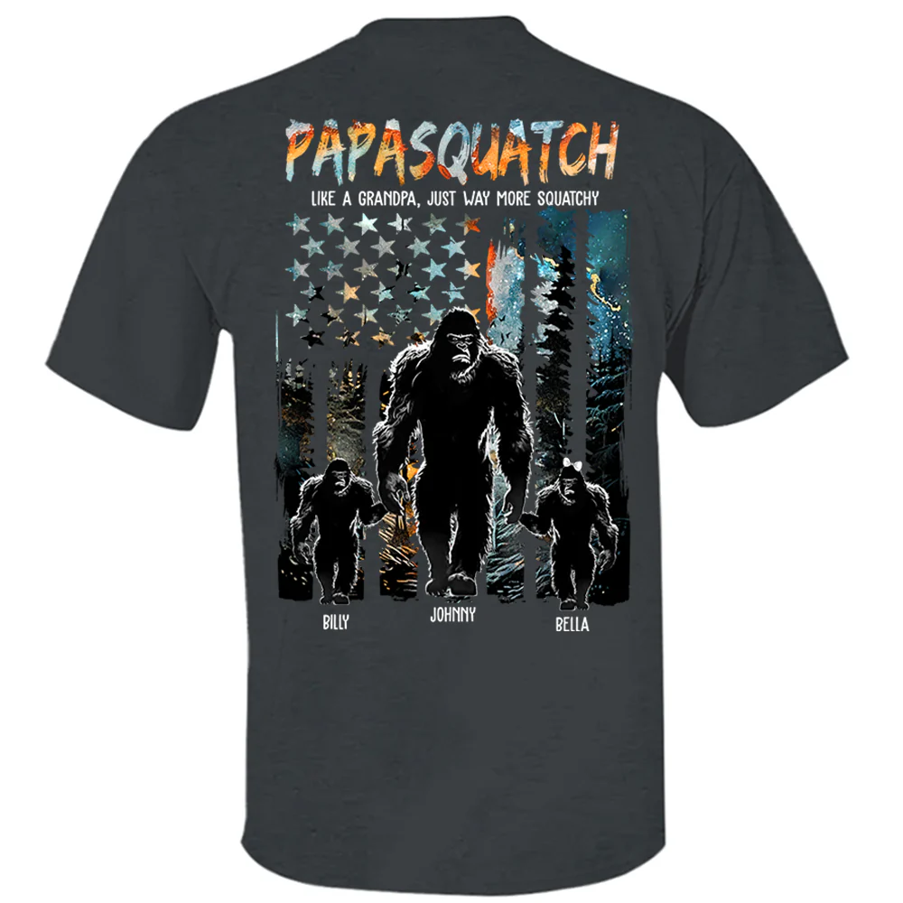 Papasquatch Like A Grandpa Just Way More Squatchy - Personalized Bigfoot Shirt Gift For Dad & Grandpa - necksoother