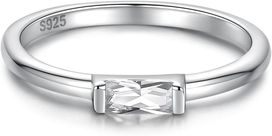 Birthstone Rings Jewelry 925 Sterling Silver Colorful Stackable Promise Ring for Women Wife Girlfriend Mom - necksoother