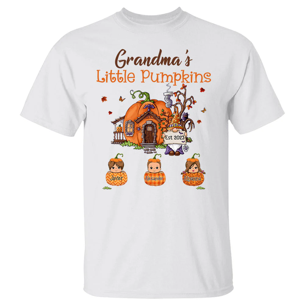 Grandma's Little Pumpkins Shirt - Grandma Halloween Custom Shirt Gift For Grandma - necksoother