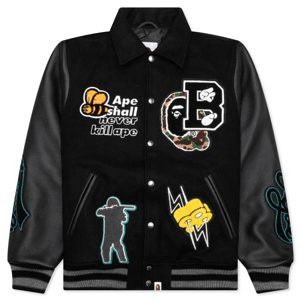 Bape Varsity Jacket - Black - necksoother