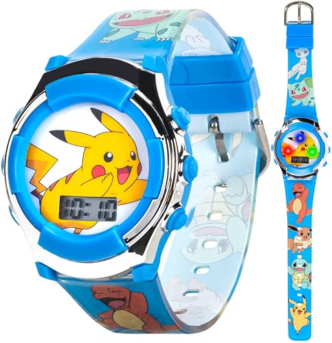 Accutime Pok��mon Kids' Quartz Watch with Plastic Strap. Blue. 16 (Model: POK4237AZ) - necksoother