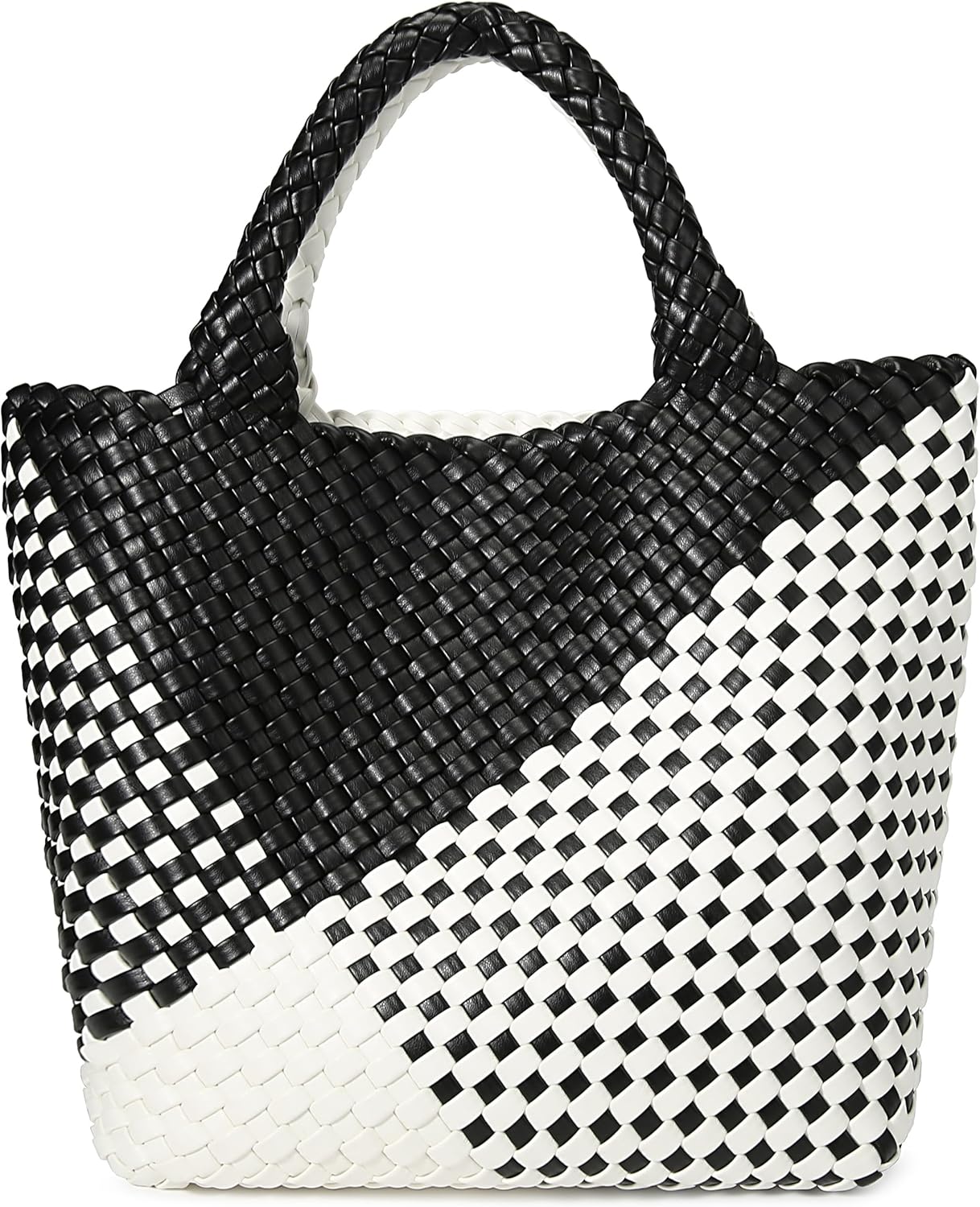 Woven Bag for Women. Vegan Leather Tote Bag Large Summer Beach Travel Handbag and Purse Retro Handmade Shoulder Bag - necksoother