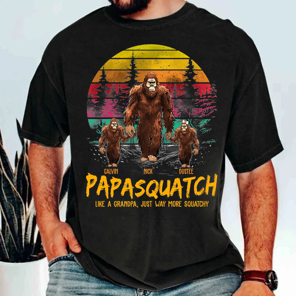 Papasquatch. Like A Grandpa. Just Way More Squatchy - Personalized Vintage Shirt - necksoother