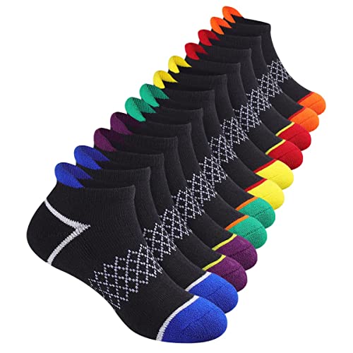 12 Pairs Boys Socks Ankle Athletic Socks With Cushioned Sole For 4-6 6-8 8-10 Years Old Kids - necksoother