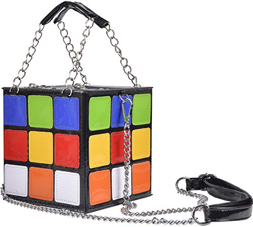 QZUnique Women's Cute Cube Shape Handbag Magic Shoulder Bag Clutch Bag With Super Long Shoulder Strap - necksoother