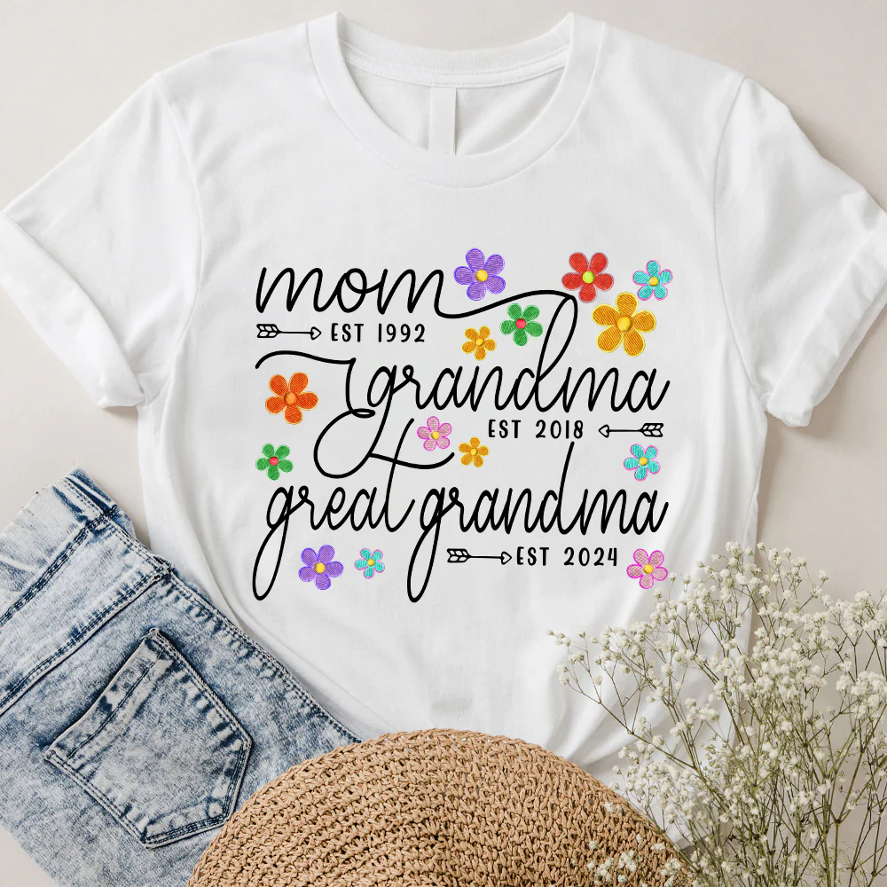 Mom Grandma Great Grandma Est Flower Color With Grandkids. Mother's Day Gift - necksoother