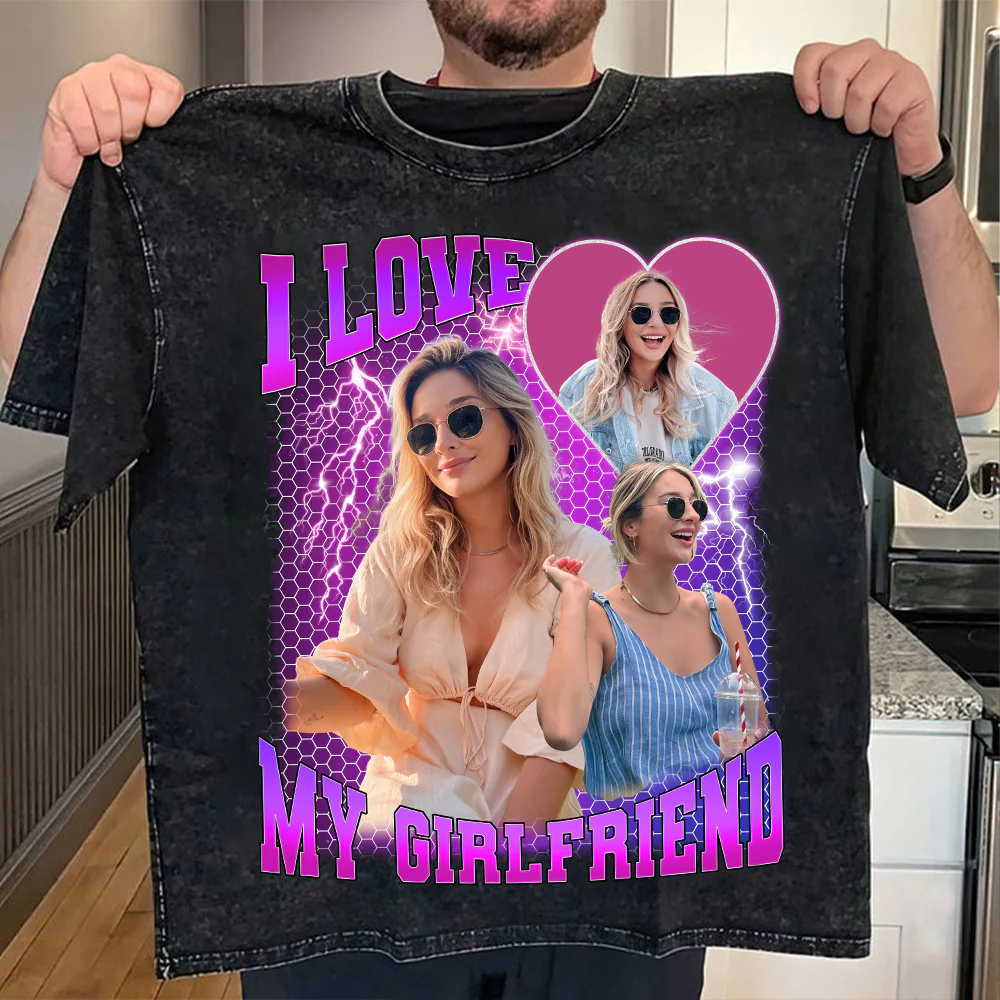 Custom Photo Bootleg Rap I Love My Girlfriend Valentine Shirt Gift For Boyfriend - necksoother