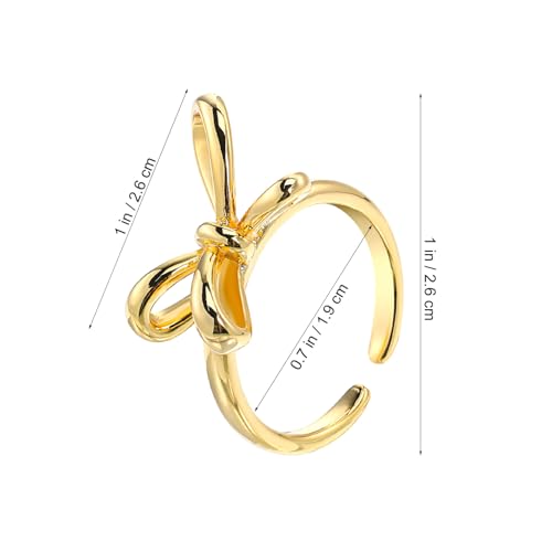 SHERCHPRY Bow Rings. Gold Bow Ring. Women Ribbon Rings. Bow Knot Ring Statement Jewelry For Her - necksoother
