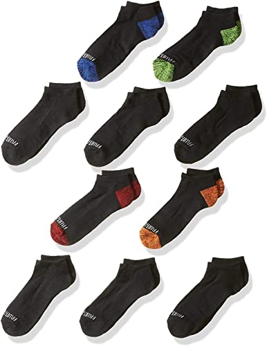 Fruit of the Loom Boys Little 10 Pair Half Cushion No Show Socks. black assort. Small (Shoe Size: 4.5-8.5) - necksoother