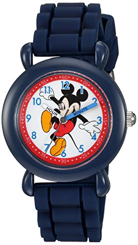 Disney Mickey Mouse Kids' Plastic Time Teacher Analog Quartz Silicone Strap Watch - necksoother
