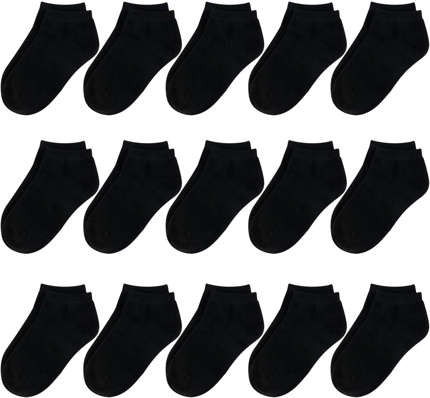 BOOPH 15 Pcs Kids Socks for Boys Girls Half Cushion Low Cut Athletic Ankle Socks - necksoother