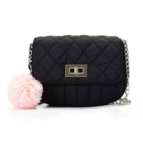 Cute Purses for Teen Girls Gifts. Small Purse and Quilted Crossbody Bags for Women with Chain. Nylon - necksoother