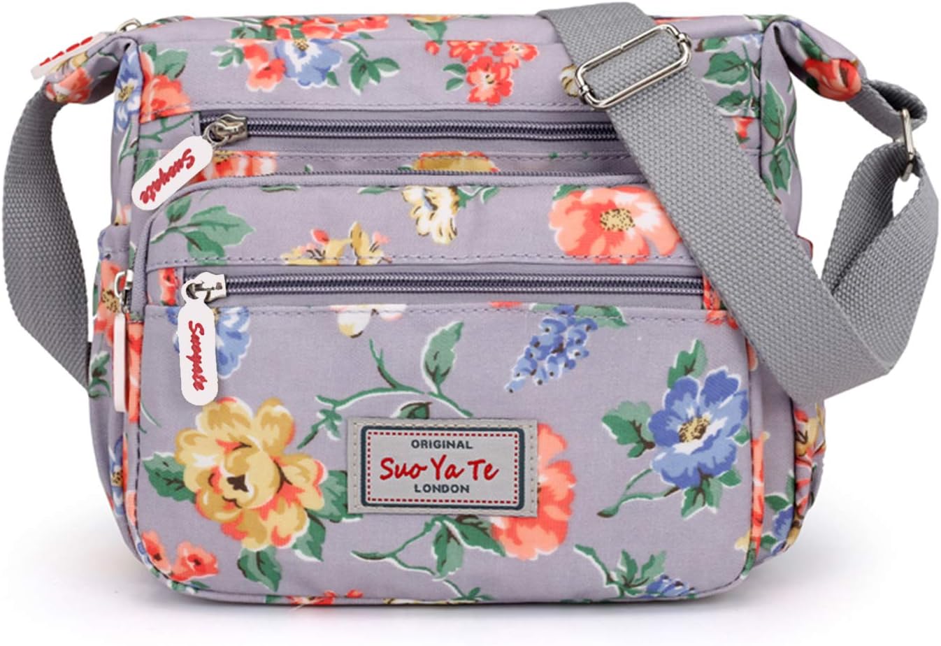 Casual Nylon Floral Shoulder Bag For Women Crossbody Bag Messenger Bags Travel Handbags With Adjustable Strap Waterproof - necksoother
