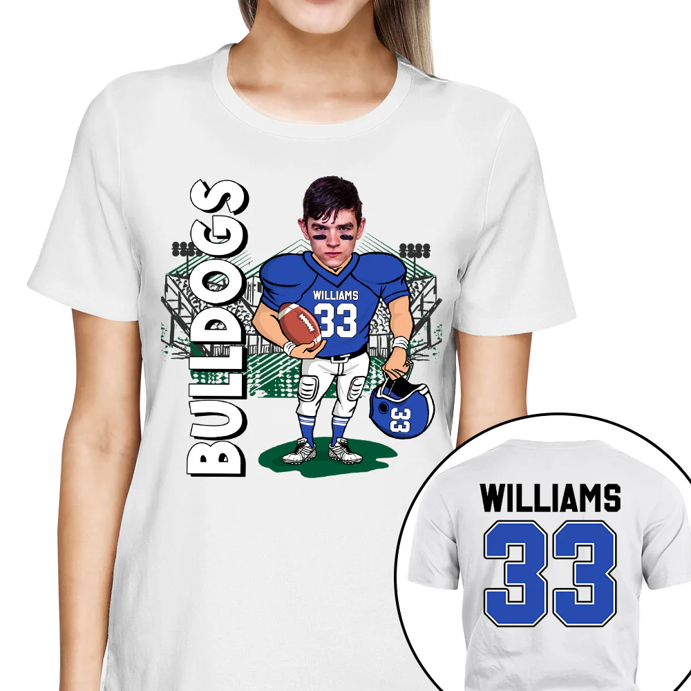 Personalized American Football Caricature Shirt Custom With Photo For Football Player Football Mom Family H2511 - necksoother