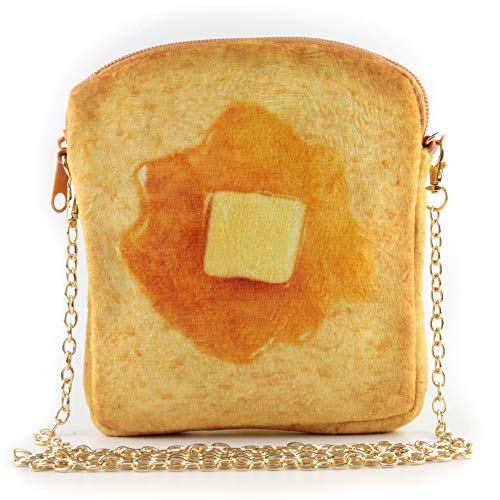 QiMing butter Toast Shoulder Bag.Cute Plush Food Crossbody Handbag for Women - necksoother