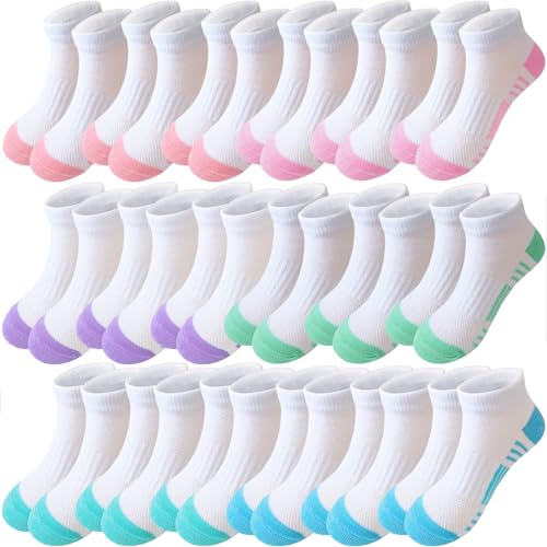 Bemeol Girls Socks 18 Pairs Ankle Socks Girls Running Athletic Low Cut Socks for Little Big Kids - necksoother